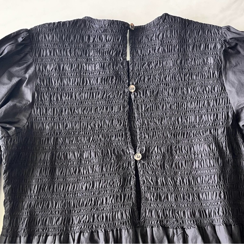 Ganni Black A-Line Puff Sleeve Mini Dress - Picture 13 of 14